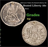 1884 Love Token On Seated Liberty 10c Seated Liber