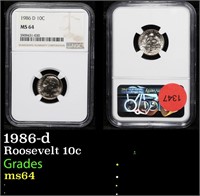NGC 1986-d Roosevelt Dime 10c Graded ms64 By NGC