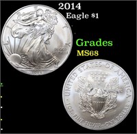 2014 Silver Eagle Dollar 1 Grades GEM+++ Unc