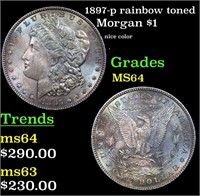 1897-p rainbow toned Morgan Dollar $1 Grades Choic