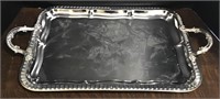 IN BOX SILVER PLATE EMBOSSED SERVING TRAY