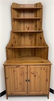 IKEA Pine Corner Cabinet with Bookshelf Hutch