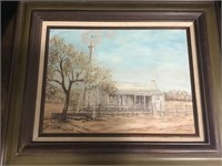 FRAMED PAINTING HOUSE WINDMILL