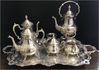 TOWLS SILVERPLATE TEA COFFEE SET ON FOOTED TRAY