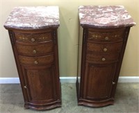 2 MARBLE TOP SIDE TABLES, 3 DRAWER