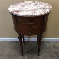 3 DRAWER MARBLE TOP END TABLE