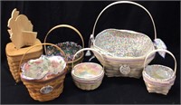 6 LONGABERGER BASKETS & BUNNY WOOD CRAFT