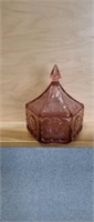 Vintage pink depression glass 5-in candy dish