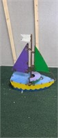 Custom built 26 in metal art sailboat lawn decor