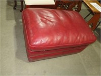 RED LEATHER FOOT OTTOMAN