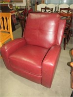 RED LEATHER RECLINER--LIKE NEW