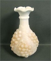 Imperial Grape Mlk Glass Ruffled Vase