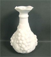 Imperial Grape Milk Glass Ruffled Vase