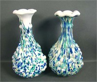 Two IG Imperial Grape Vigna Vetro Ruffled Vases