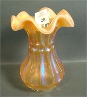 Signed Fenton Amber Opal Thumbprint & Oval Vase