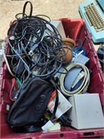 Tote of cords and misc