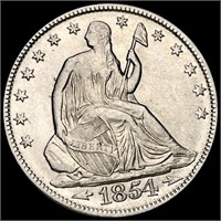1854 'Arrows' Seated Liberty Half Dollar NEARLY