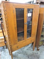 Antique Oak Glass Front Bookcase