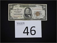 1929 $50 Bill Federal Reserve San Francisco