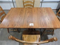 Beautiful Square Oak Table & Four Chairs
