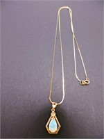 14K Yellow Gold Serpentine Necklace with Opal