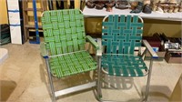 Two aluminum and nylon folding lawn chairs.(664)