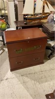 Two drawer lateral file cabinet. No key. Measures