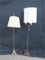 2 FLOOR LAMPS (1 METAL & 1 BRASS) W/ SHADES