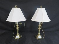 PR BRASS TABLE LAMPS W/ SHADES