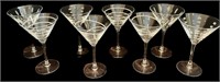 8 Etched Martini Glasses