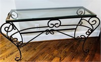 Metal Glass Top Console Table