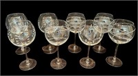 8 Etched Wine Glasses