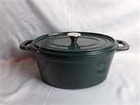 Green Oval Cast Iron Casserole Pot Dutch Oven -