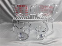 (4) Glass Measuring Cups 2 Pyrex, 2 Anchor