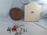 Vintage Dart Board With Assorted Darts And Wood