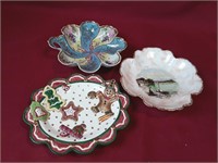 3  Candy Dishes, 1 Fitz And Floyd Christmas Dish,