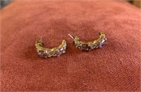 925 Silver Electroplated Amethyst w/CZ Earrings