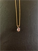 Fashion Simulated Oval Amethyst Pendant/Necklace