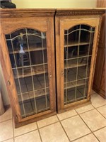 2 glass front cabinets w/ adjustable shelving