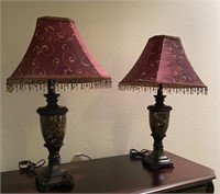 2 pc Red Shade Lamps