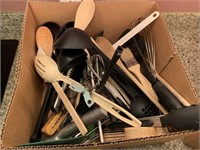 Kitchen utensils, hand mixers, flatware, knives,
