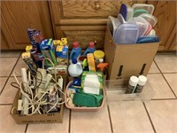 Cleaning supplies, plasticware, & power strips &