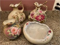 Vintage Nippon hand painted pitchers & Austria