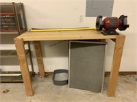 Wooden workbench w/Skil Bench Grinder