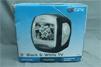 New Portable GPX 5" Black and White Small TV