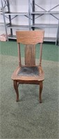 Antique solid wood chair w/ leather seat #2