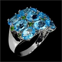 Natural Stunning Swiss Blue Topaz Ring