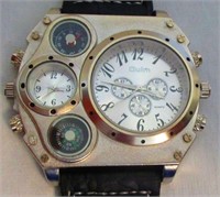 Oulm Quartz Dual Time Wrist Watch