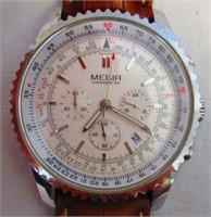 Megir Chronometer White Dial Wrist Watch