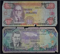 1993 & 1995 Jamaican Banknote.